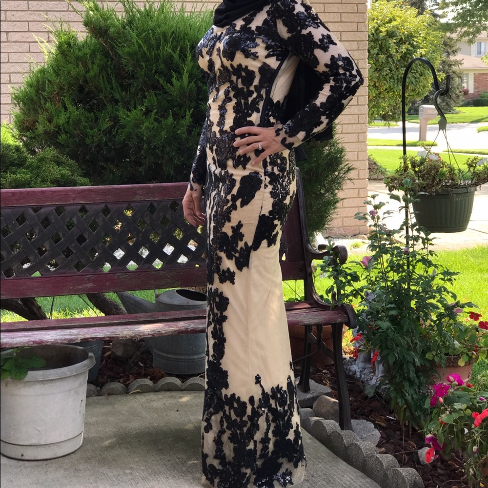 Black and nude lace dress